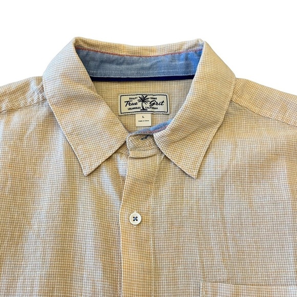 True Grit Washed Melange Linen Mini Checks Button Down - Picture 3 of 9